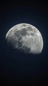 Quiet moonlit crescent shares its craters in crisp night sky