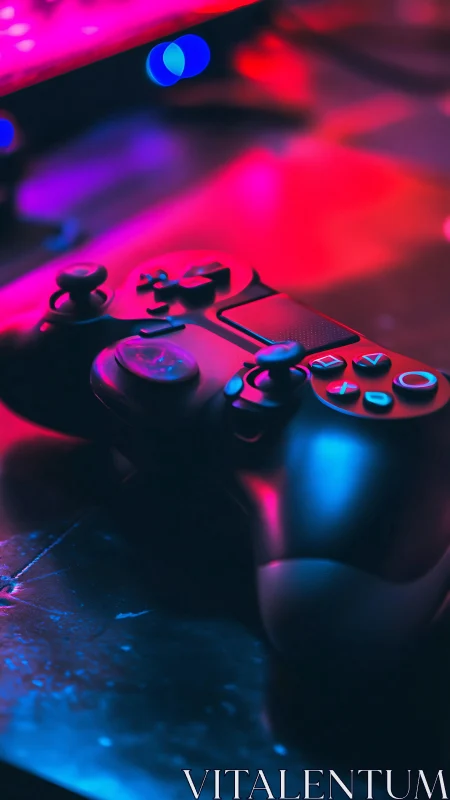 Gaming Controller Under Neon Lighting