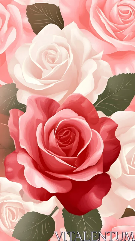 Blooming roses: crimson and cream layered florals.