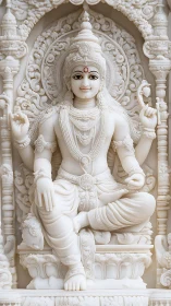 Serene white stone deity offering a gentle, inviting gaze.