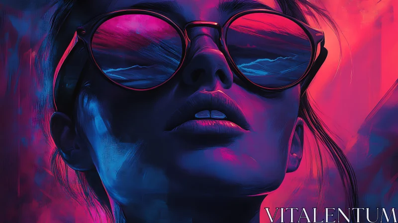 Neon twilight gaze with ocean dreams mirrored in shades.