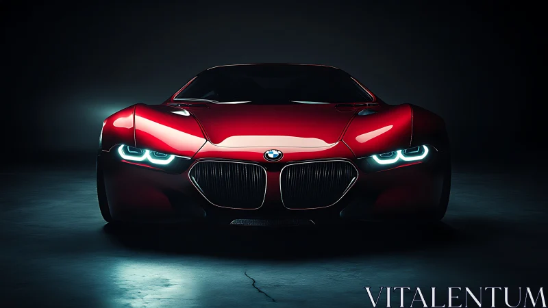 Low-key render of red BMW concept car with LED DRL signatures