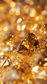 Golden diamonds scatter light across molten bokeh field.