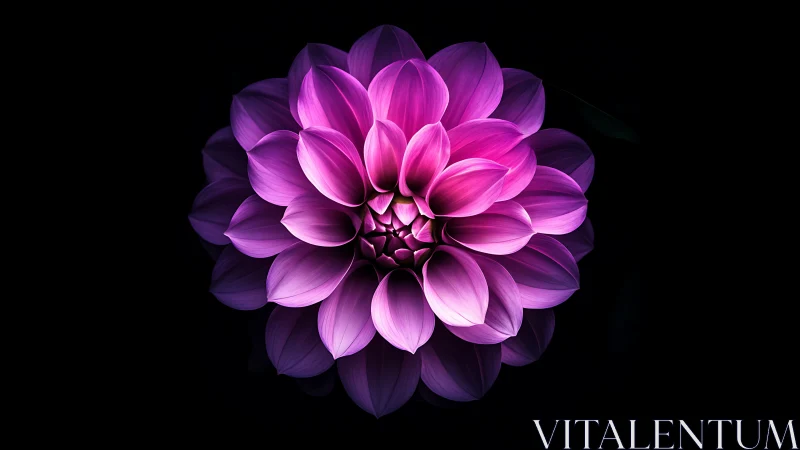 Radiant magenta dahlia glows softly against deep black