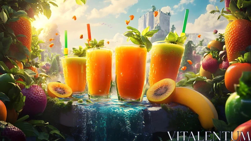Sunlit citrus waterfalls and enchanted jungle smoothies glow.