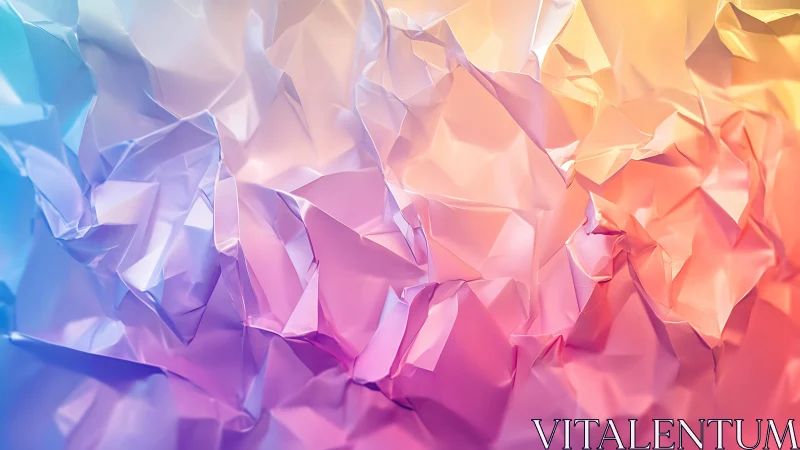 Iridescent low-poly gradient folds in abstract digital wall art.