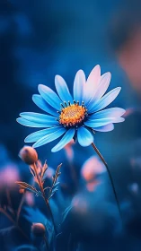 Blue Daisy Dreams: Nature's Glow-Up in Ethereal Light