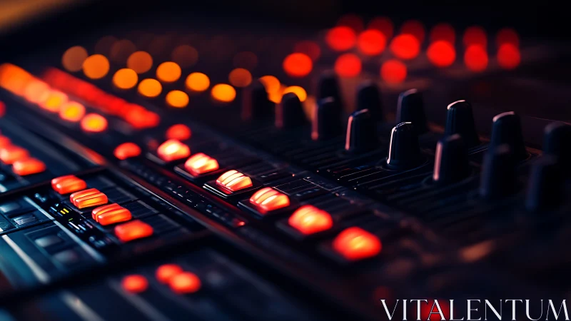 Illuminated audio mixing console captures cybernetic studio control