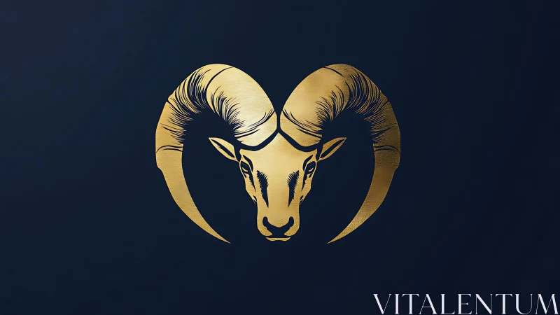 Gold ram head emblem on dark blue background.