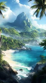 Tropical Island Peak with Beach Cove