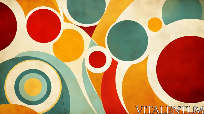 Bold geometric circles intersect over warm retro backdrop