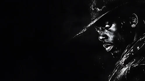 Monochrome profile portrait isolates subject against black field