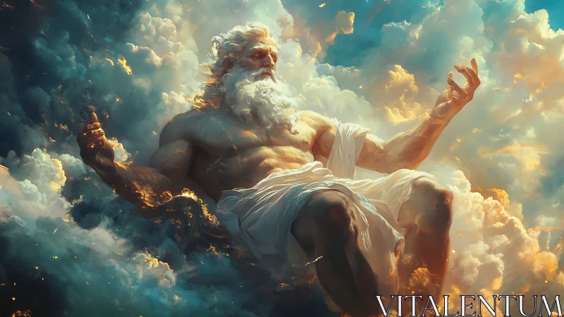Mythic sky deity rendered in luminous digital clouds.