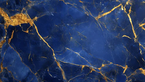 Deep cobalt marble with radiant gold fracture veining.