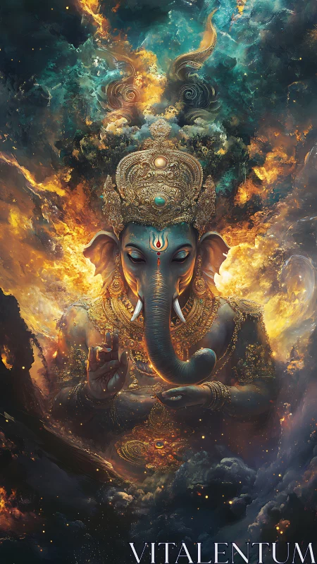 Cosmic Ganesha silently forges galaxies from swirling embers