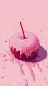 Playful pink candy apple glowing on a dreamy backdrop.