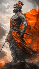 Heroic armored warrior rendered in high-contrast digital painting