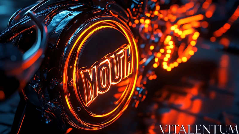 Neon-lit motorcycle detail glowing with playful attitude.