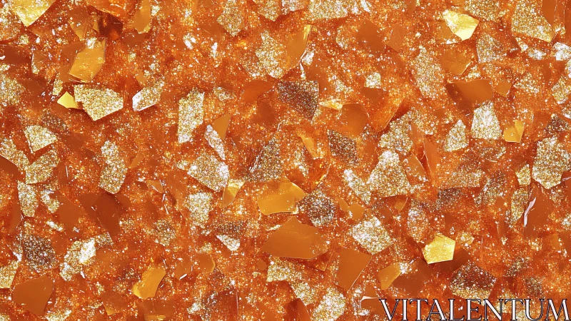 Orange glitter and foil texture with reflective shards.