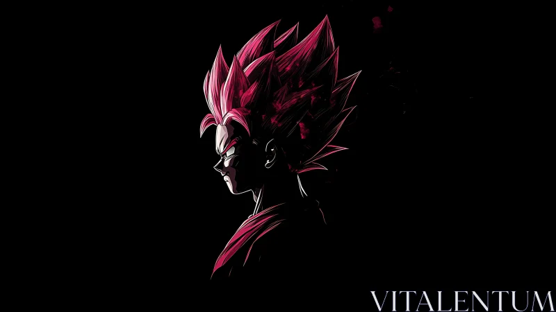 Crimson haired warrior ignites the void with silent fury.