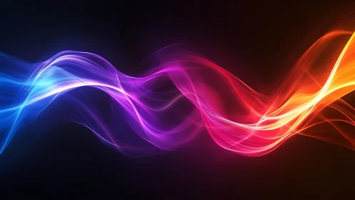 Multicolor luminous waveforms on dark gradient background.