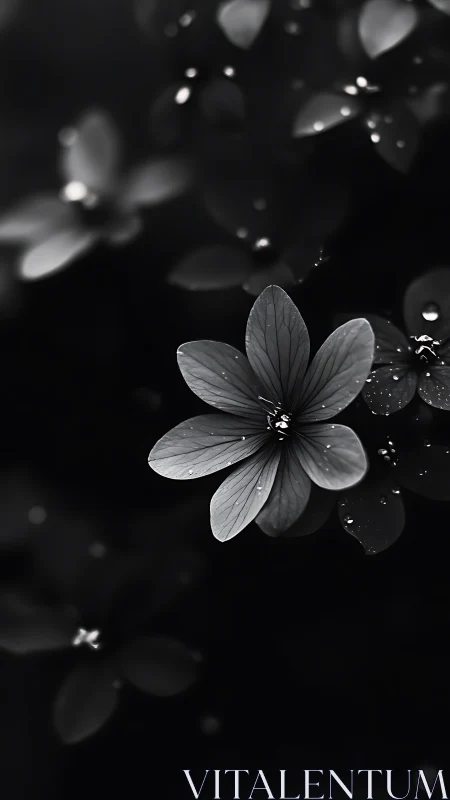 Dewy Petals Dance Against Midnight's Embrace