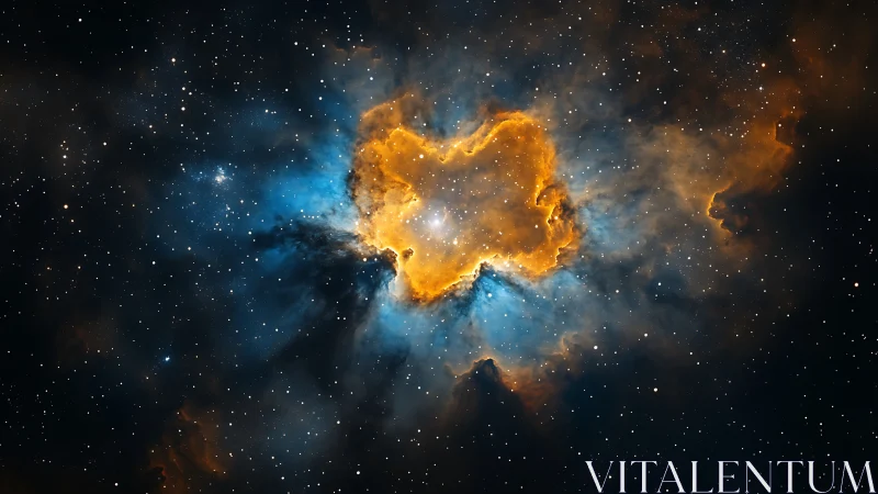 Stellar nebula core glows within dense star field