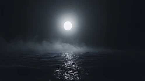 Full moon casts silver path across calm open ocean