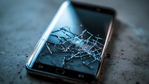 Shattered smartphone screen capturing a relatable mishap moment.