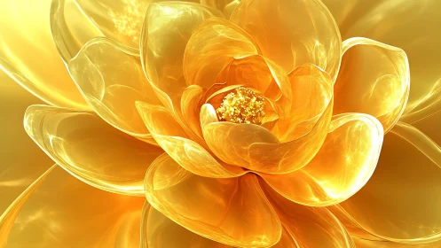 Luminous golden digital flower with translucent petals.