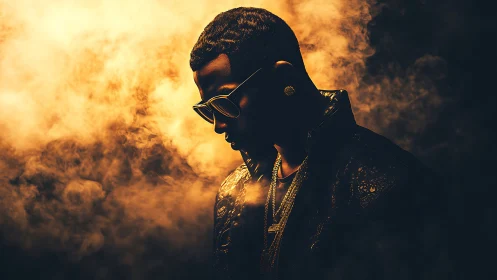 Backlit urban portrait isolates silhouette in cinematic smoke