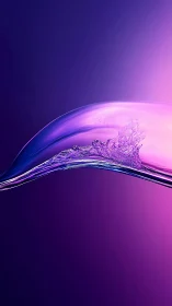 Iridescent liquid wave arcs across glowing violet void.