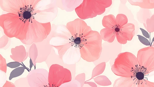 Soft pink blossoms drift gently across a dreamy garden