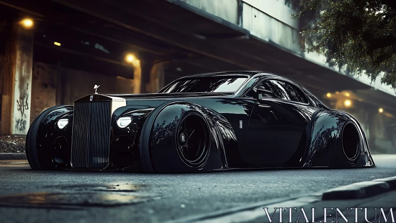 Ultra-low black luxury coupé renders with cyber-noir aerodynamics