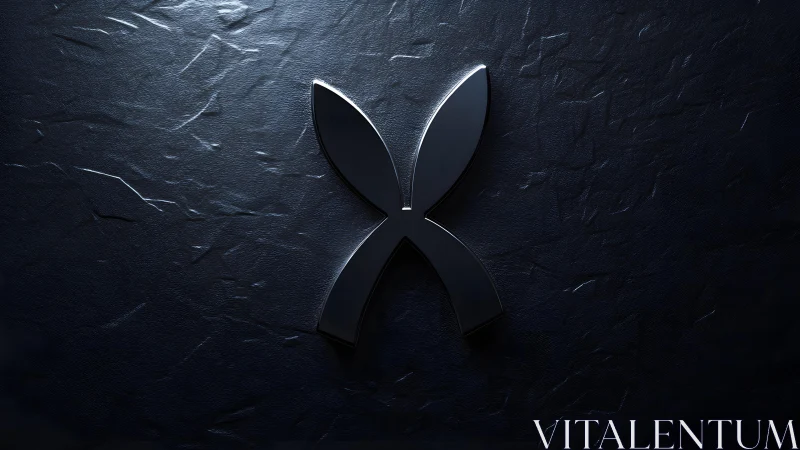 Sleek metallic X chromosome symbol on textured dark background.