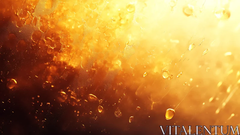 Golden Liquid Bubbles with Light Refraction and Bokeh