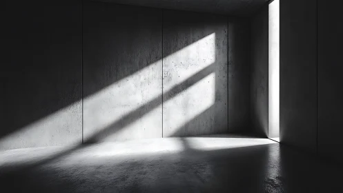 Serene Concrete Space Bathed in Golden Sunlight Rays.