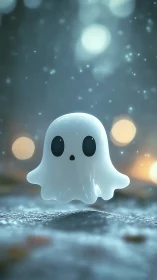Gentle little ghost drifts softly through a dreamy night
