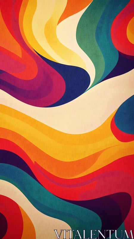 Colorful curved abstract waves in layered gradient bands.