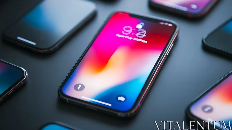 Modern smartphone array displays vivid edge to edge screens