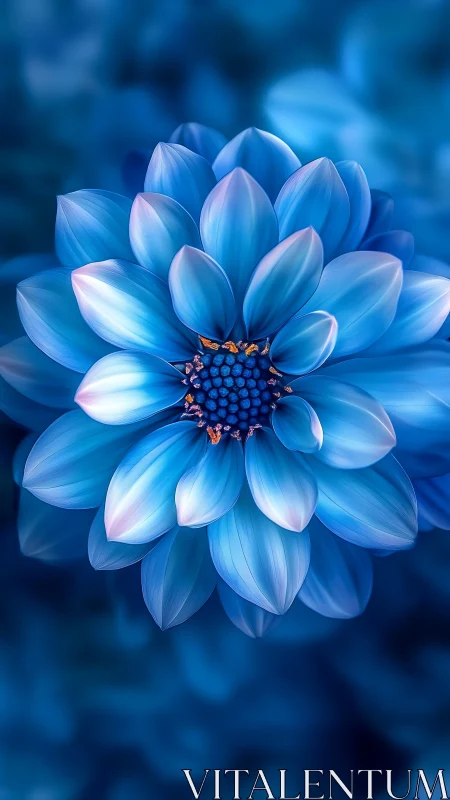 Ethereal Blue Dahlia Bloom in Soft Focus Environment