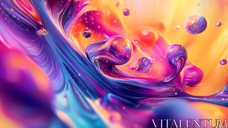 Vibrant abstract liquid swirls with luminous color orbs.