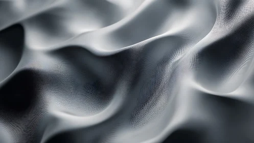 Monochrome microtextured fabric waves form abstract topography