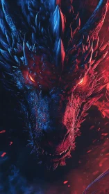 Bifurcated elemental dragon portrait in neon rim lighting.