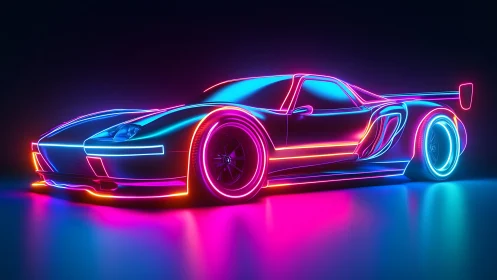 Neon-lit sports car glowing with playful futuristic energy.
