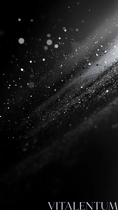 Streaking light particles over dark abstract gradient field.