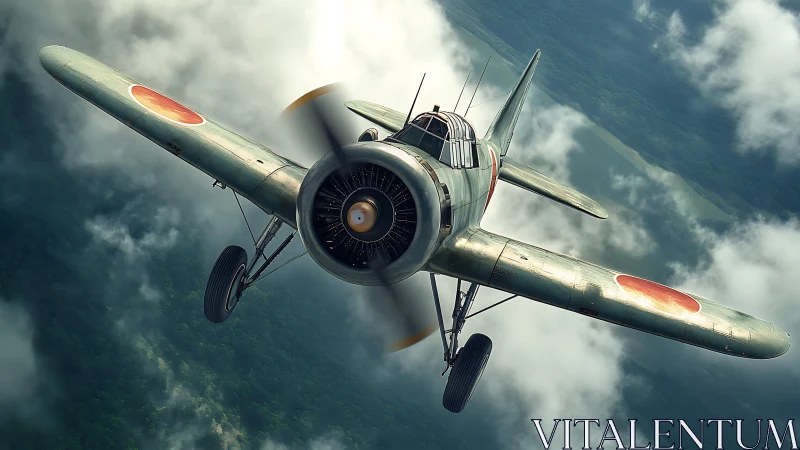 Storm-chasing warbird knifes through brooding mountain clouds.