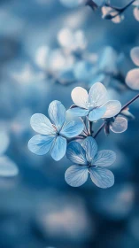 Blue Delicate Flowers in Soft Focus.
