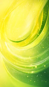 Luminous green-yellow energy waves with fine particulate glow