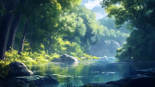 Emerald Cathedral Where Water Whispers Through Timeless Woodland